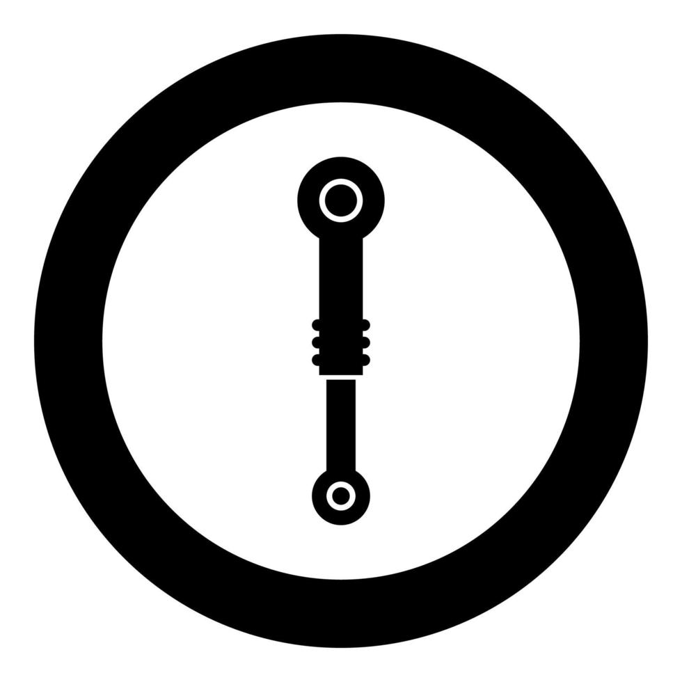 Symbol für Stoßdämpferaufhängung im Kreis um schwarze Farbvektorillustration solides Umrissstilbild vektor