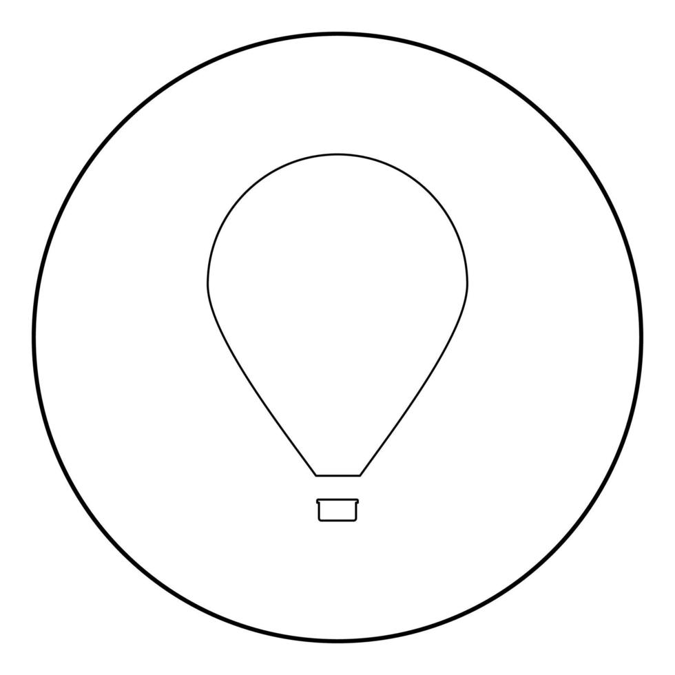 Heißluftballon-Symbol schwarze Farbe im Kreis vektor