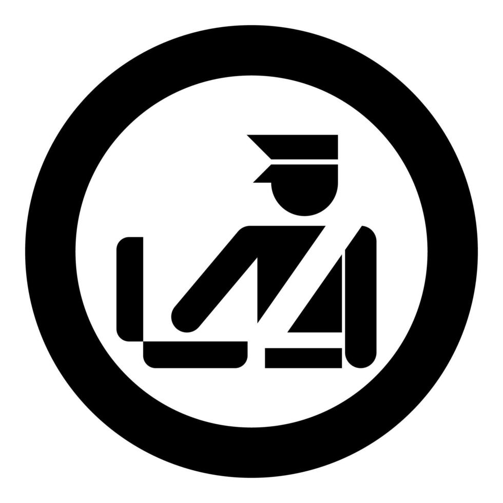 Grenzkontrollkonzept Zollbeamter Gepäck aufgeben Detaillierte Gepäckkontrolle Gepäckkontrollschild-Symbol im Kreis rundes schwarzes Farbvektor-Illustrations-Flachbild vektor