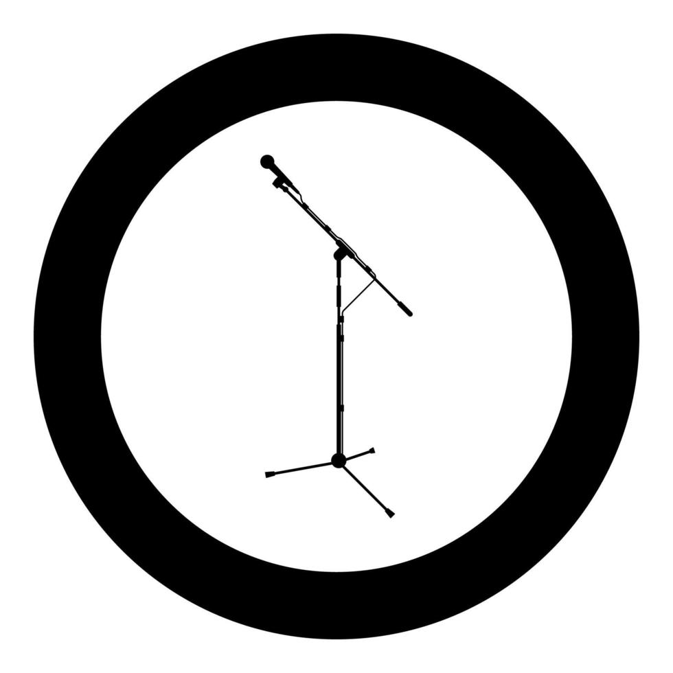 stå mikrofon ljudinspelning utrustning ställ för mikrofon ikon i cirkel rund svart färg vektor illustration platt stil bild