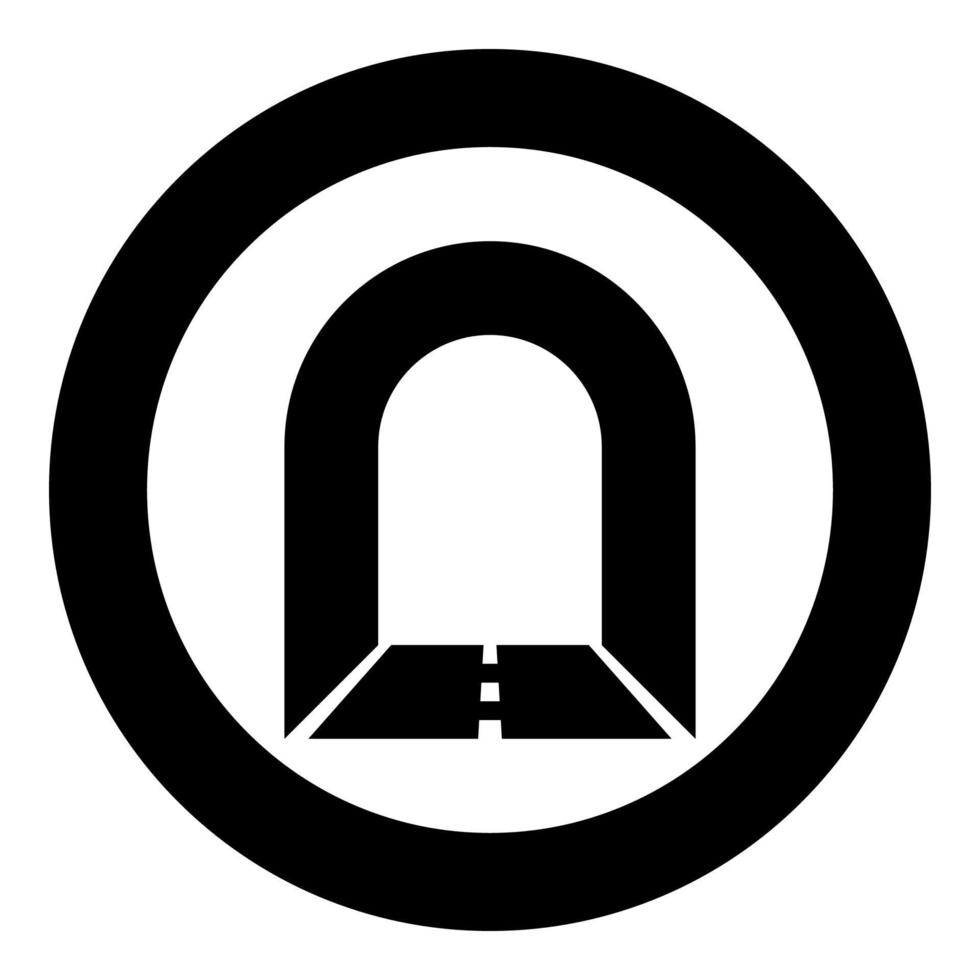 tunnelbana tunnel med väg för bil ikon svart färg illustration i cirkel runda vektor