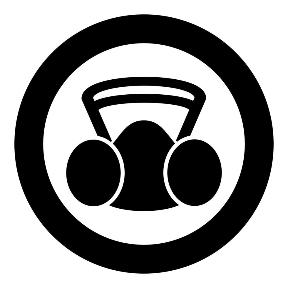 andningsskydd utbytbart filter personligt skydd säkerhet damm saknas utrustning ikon i cirkel rund svart färg vektor illustration platt stil bild