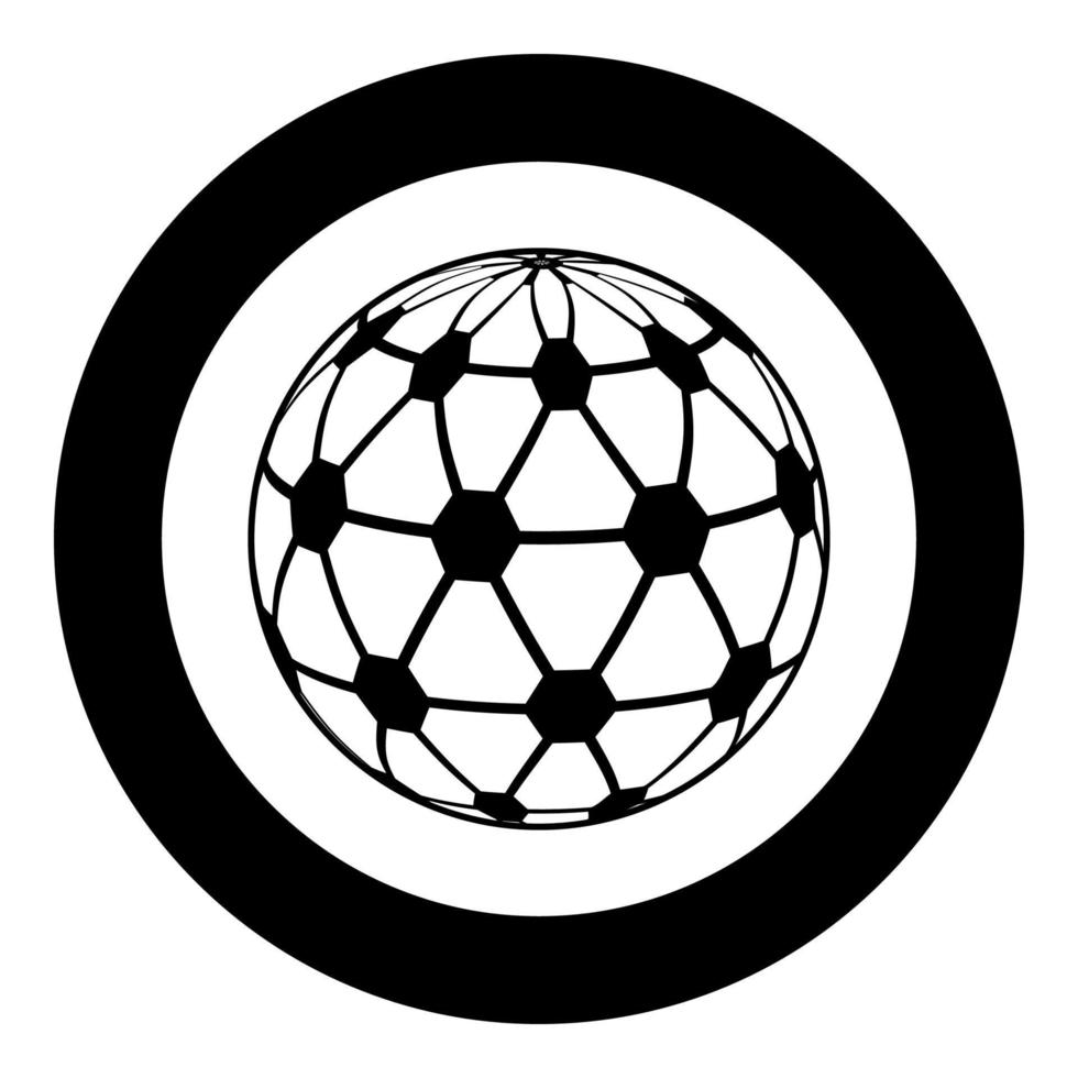 globales Weltkonzept mit Punktverbindungsnetzideen-Geschäftssphäre-Sinnikone im Kreis rundes schwarzes Farbvektorillustrations-flaches Artbild vektor