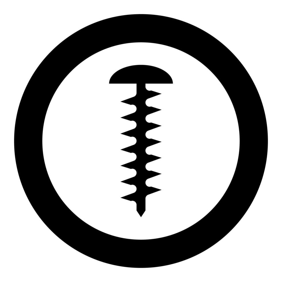 Rundkopfschraube selbstschneidendes Hardware-Bauelement-Symbol im Kreis rundes schwarzes Farbvektor-Illustrations-Flat-Style-Image vektor