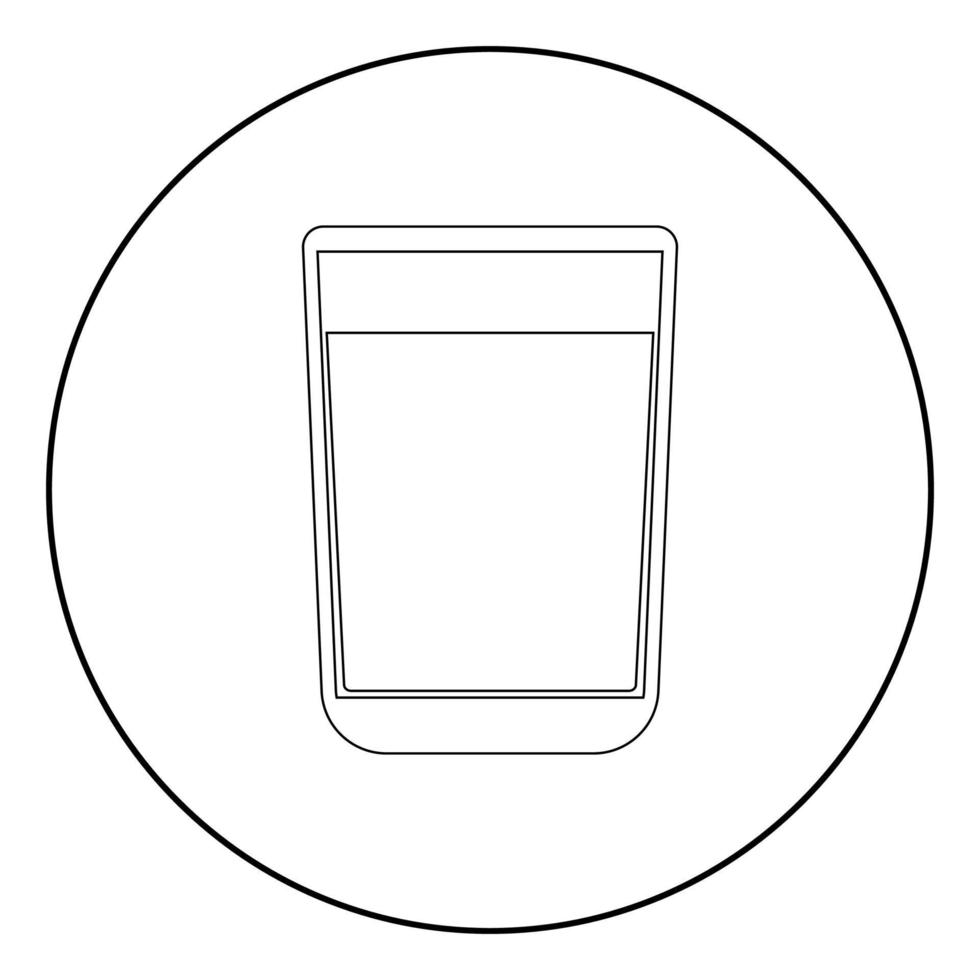 Glas mit Flüssigkeit das schwarze Farbsymbol im Kreis oder rund vektor