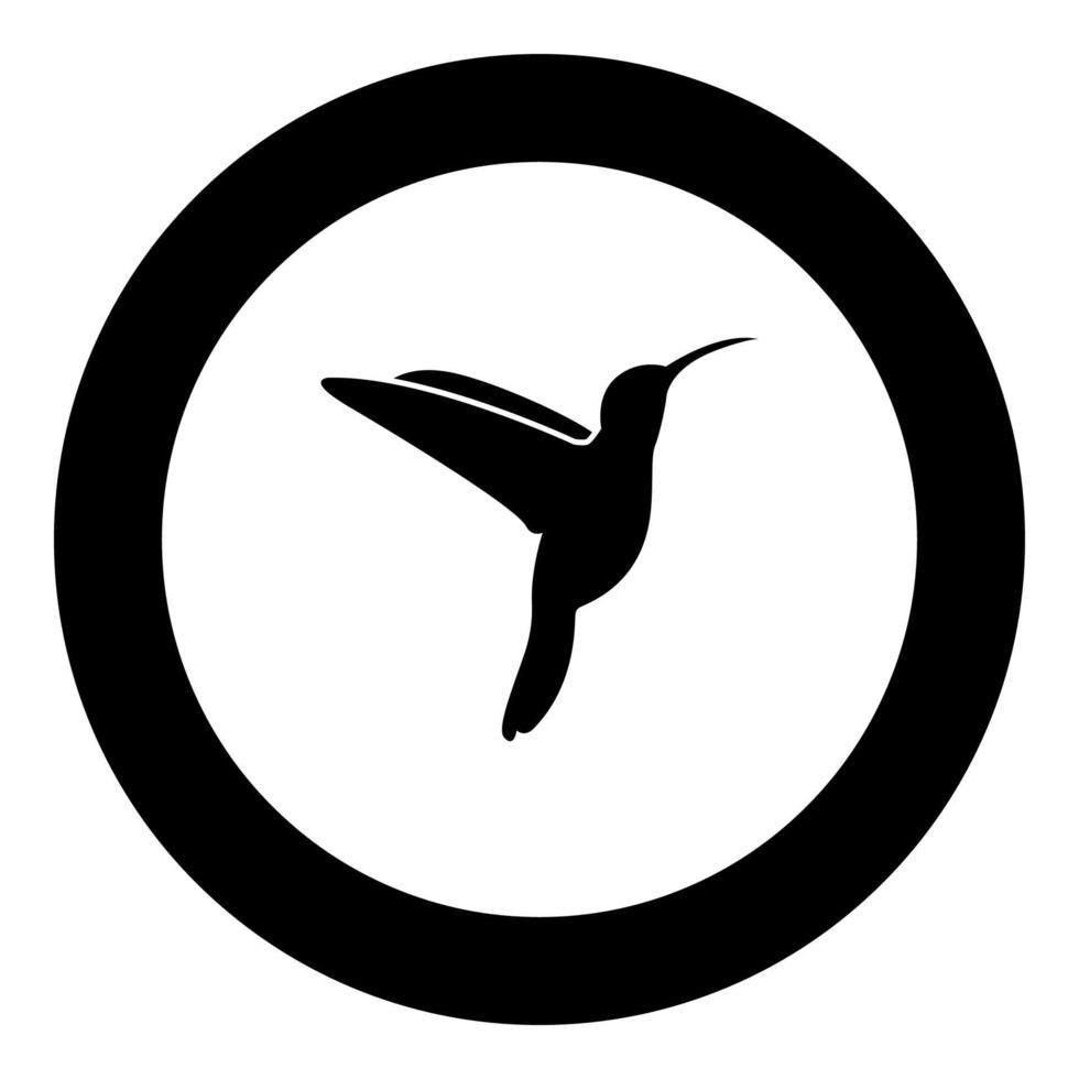 Kolibri-Symbol schwarze Farbe im runden Kreis vektor