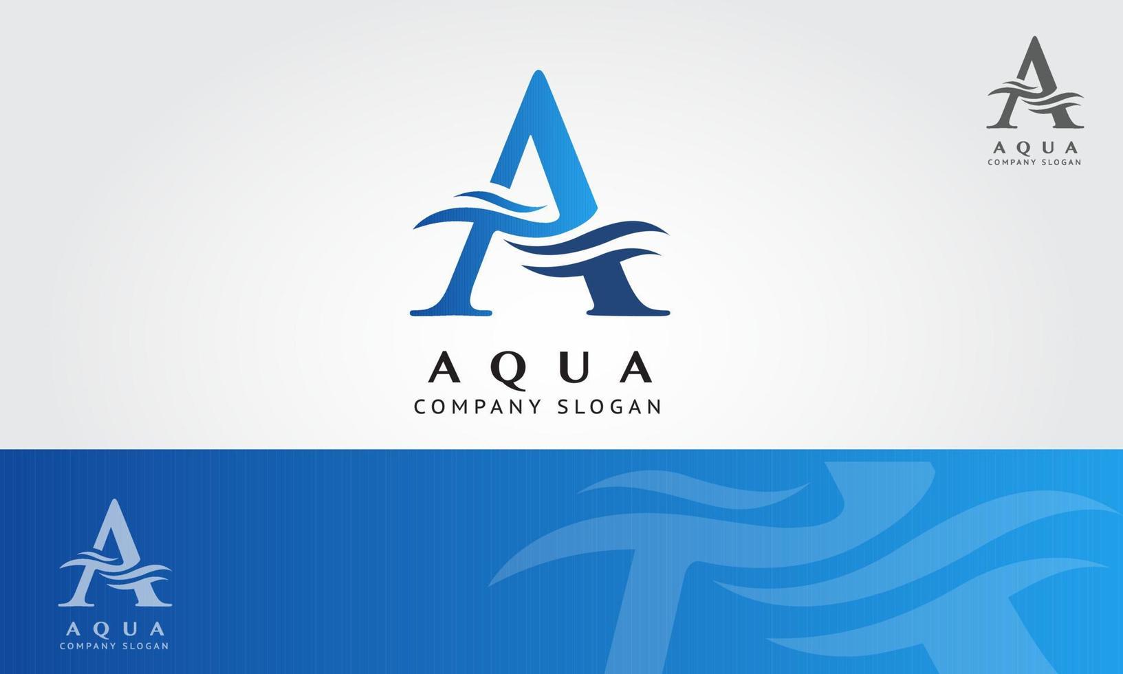 aqua vektor logotyp mall är en designad för alla typer av företag. den är gjord av enkla former även om den ser väldigt professionell ut. grunden för detta är att logotypen är bokstaven i a eller så är det en initial.