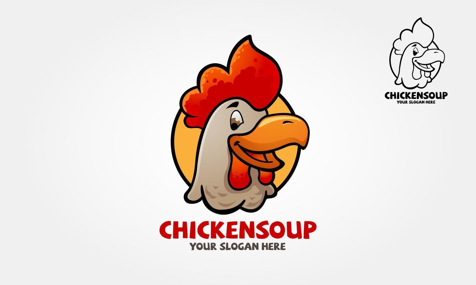 Hühnersuppe-Vektor-Logo-Illustration. Hühnerkopf-Logo-Vorlage. vektor