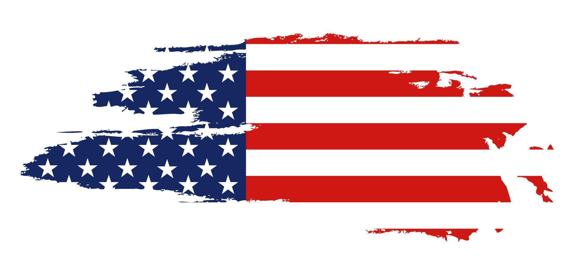 Flagge der Vereinigten Staaten von Amerika, Bürstenhintergrund. usa flag pinselvektor. glücklich 4. juli usa unabhängigkeitstag grußkarte. beschriftung und amerikanische flagge grunge pinsel malen hintergrund. vektor