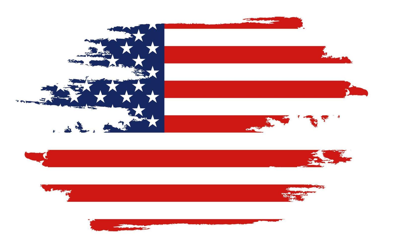 Flagge der Vereinigten Staaten von Amerika, Bürstenhintergrund. usa flag pinselvektor. glücklich 4. juli usa unabhängigkeitstag grußkarte. beschriftung und amerikanische flagge grunge pinsel malen hintergrund. vektor