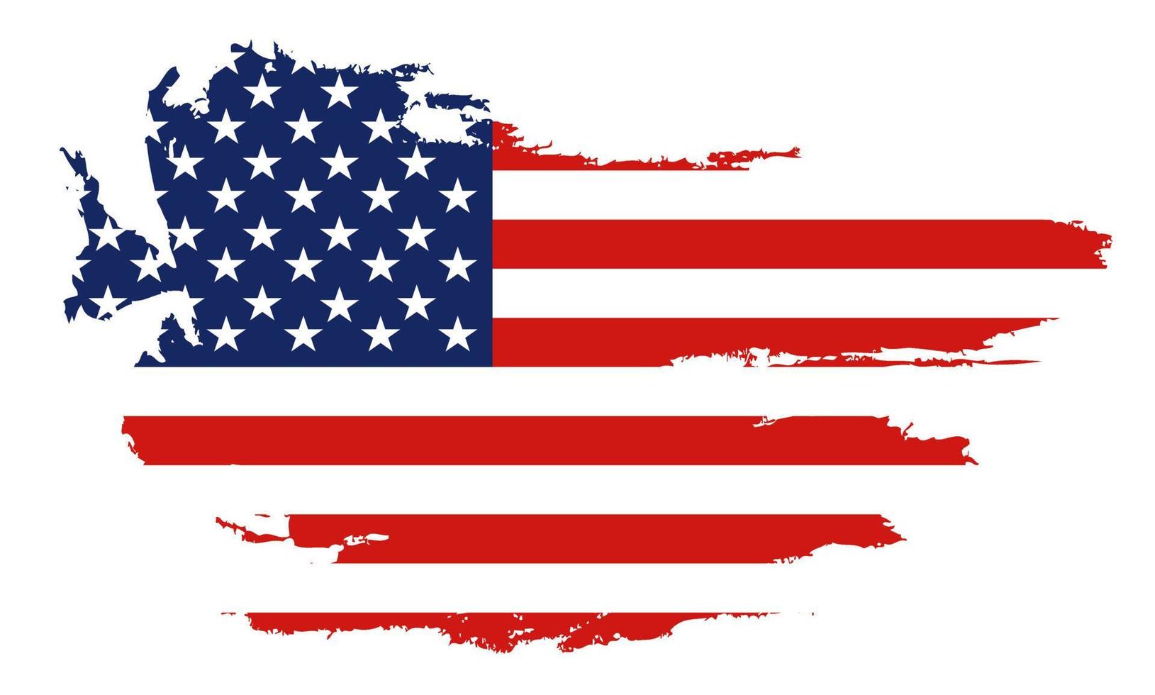 Flagge der Vereinigten Staaten von Amerika, Bürstenhintergrund. usa flag pinselvektor. glücklich 4. juli usa unabhängigkeitstag grußkarte. beschriftung und amerikanische flagge grunge pinsel malen hintergrund. vektor