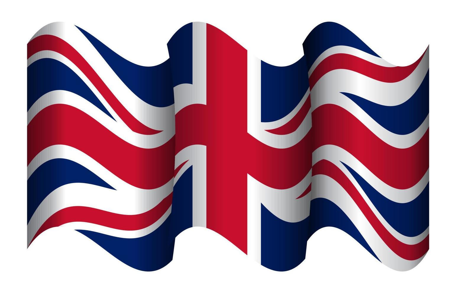 Flagge von Union Jack, Großbritannien England, Vereinigtes Königreich Flaggenvektorillustration. Flagge von Großbritannien - 3D-Darstellung. 3D-Darstellung. schwenkende bunte flagge von großbritannien. vektor