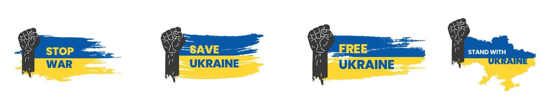 bete für die ukraine, stoppe den krieg, rette die ukraine, stehe mit der ukraine, die ukrainische flagge betet konzeptvektor set hintergrundvektordesign illustration vektor