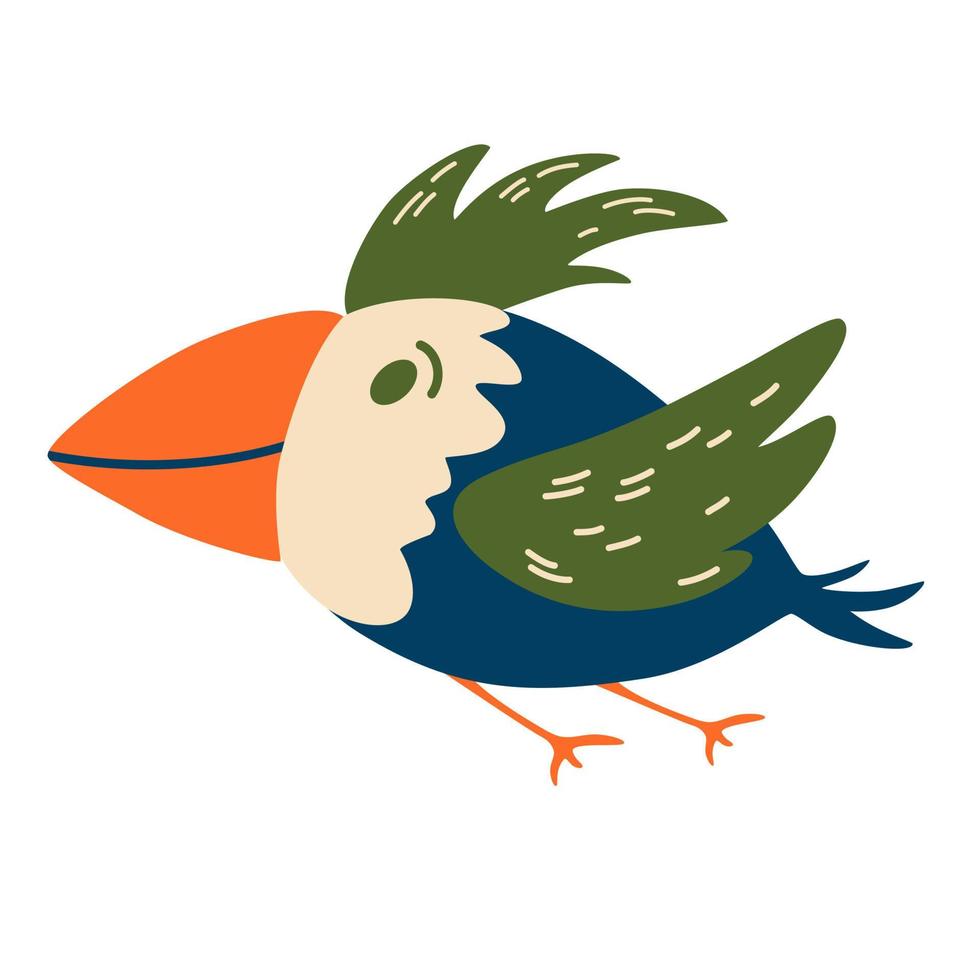lustiger Papagei. exotischer Vogel. Cartoon-Vektorillustration für Kinder für Postkarten, Poster, Design von Kinderkleidung. vektor