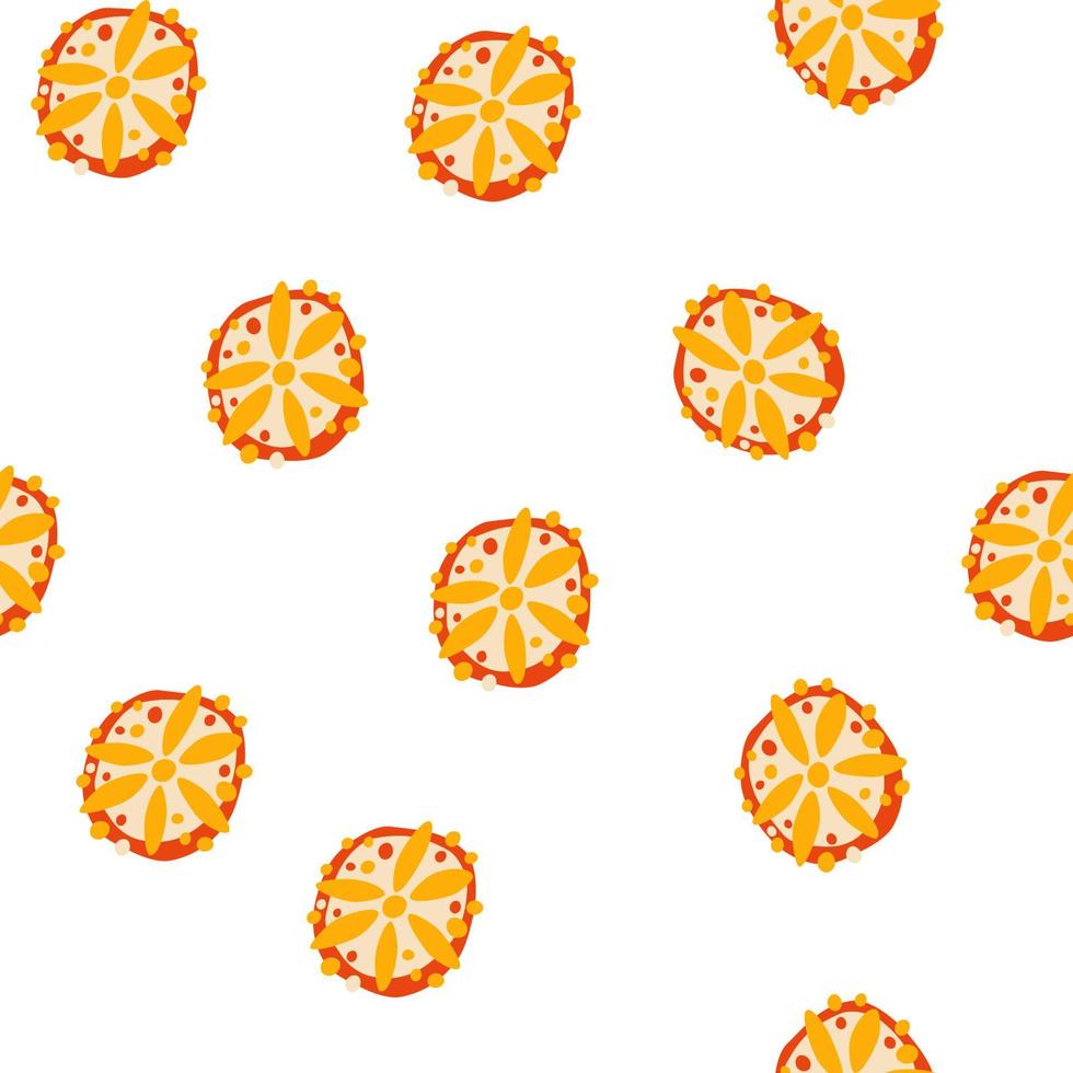 orange nahtloses Muster. reife Orangenscheiben. süßer sommerfruchthintergrund. Perfekt für Textilien, Tapeten und Sammelalben. Vektor-Cartoon-Illustration vektor