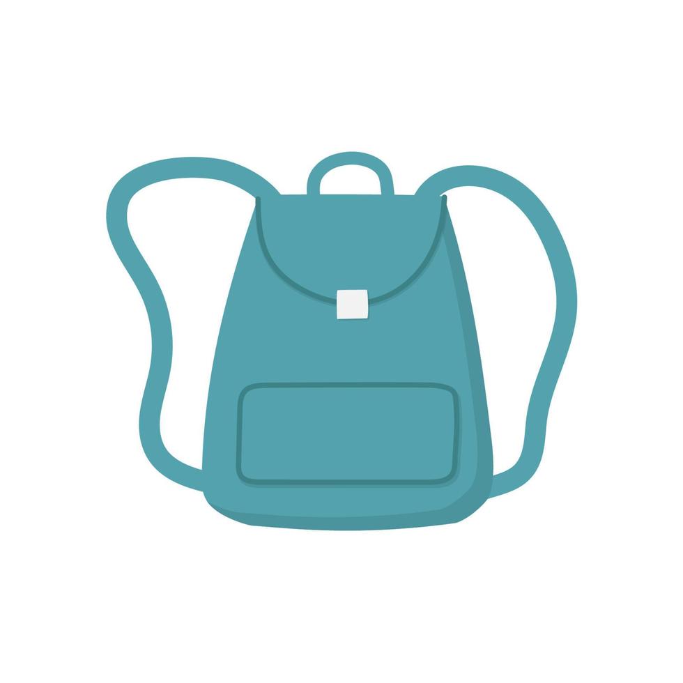 stylischer lässiger blauer Rucksack. Lederrucksack mit kleiner Tasche. Frau Rucksack Doodle-Stil. vektor