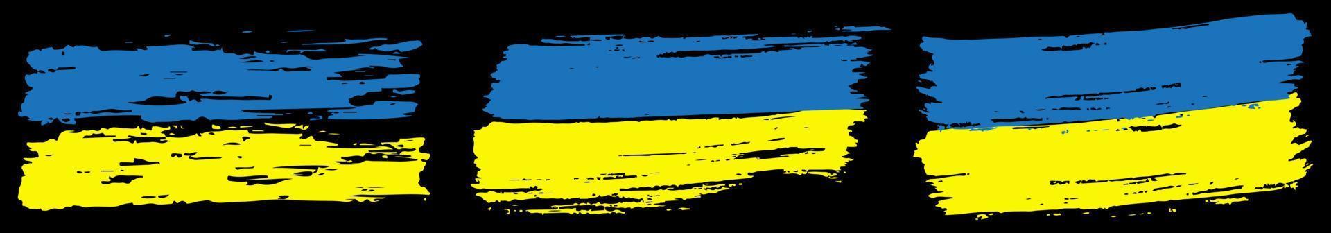Abstrich Splash Pinsel Grunge-Stil. Ukraine-Flagge, Set zum Drucken von T-Shirts, Briefpapier, Hintergrundvorlage. vektorillustration isoliert. vektor