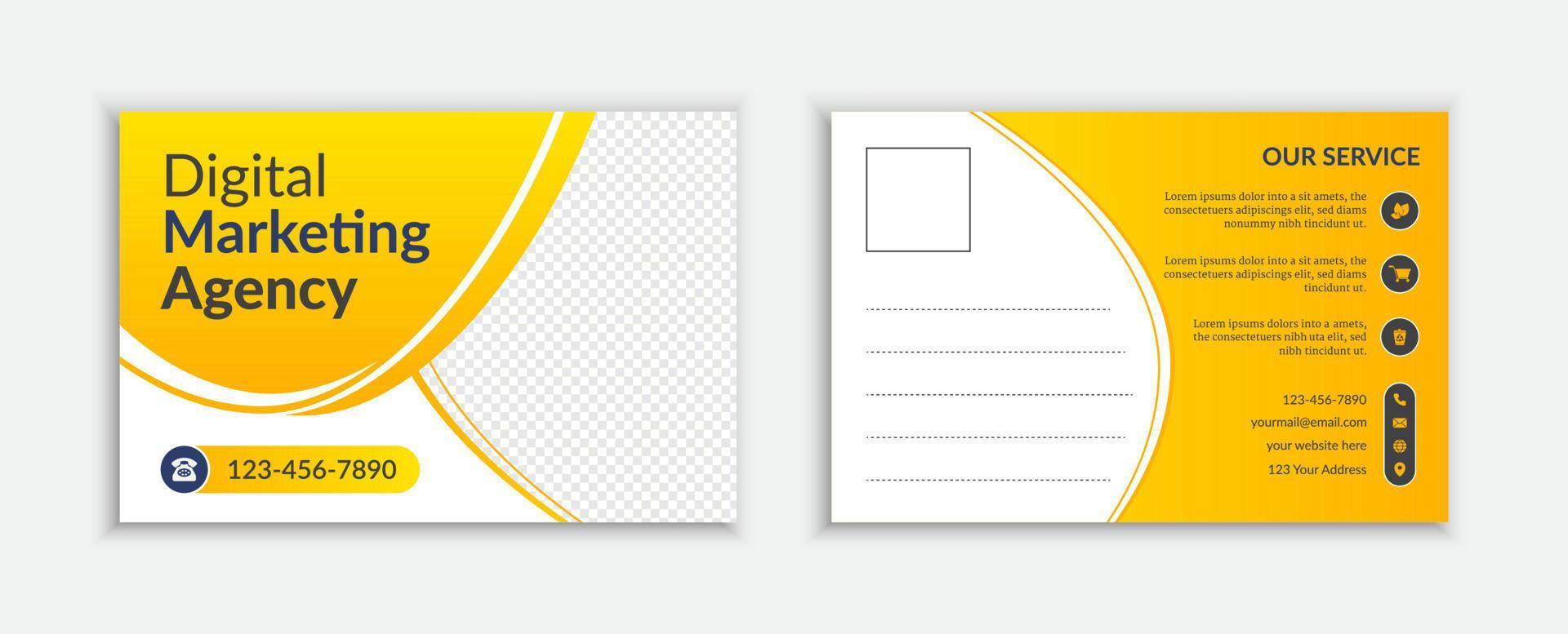 gul färg unik vykort malldesign vektor