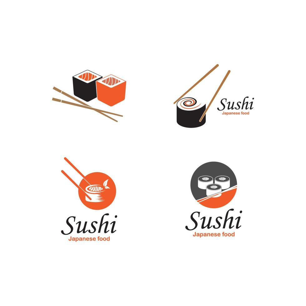 Sushi und Brötchen mit Essstäbchen-Bar oder Restaurant-Vektor-Logo-Vorlage. vektor