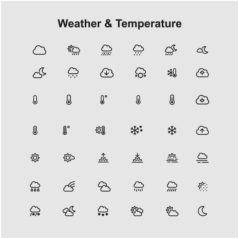uppsättning väder tunna ikoner vektor