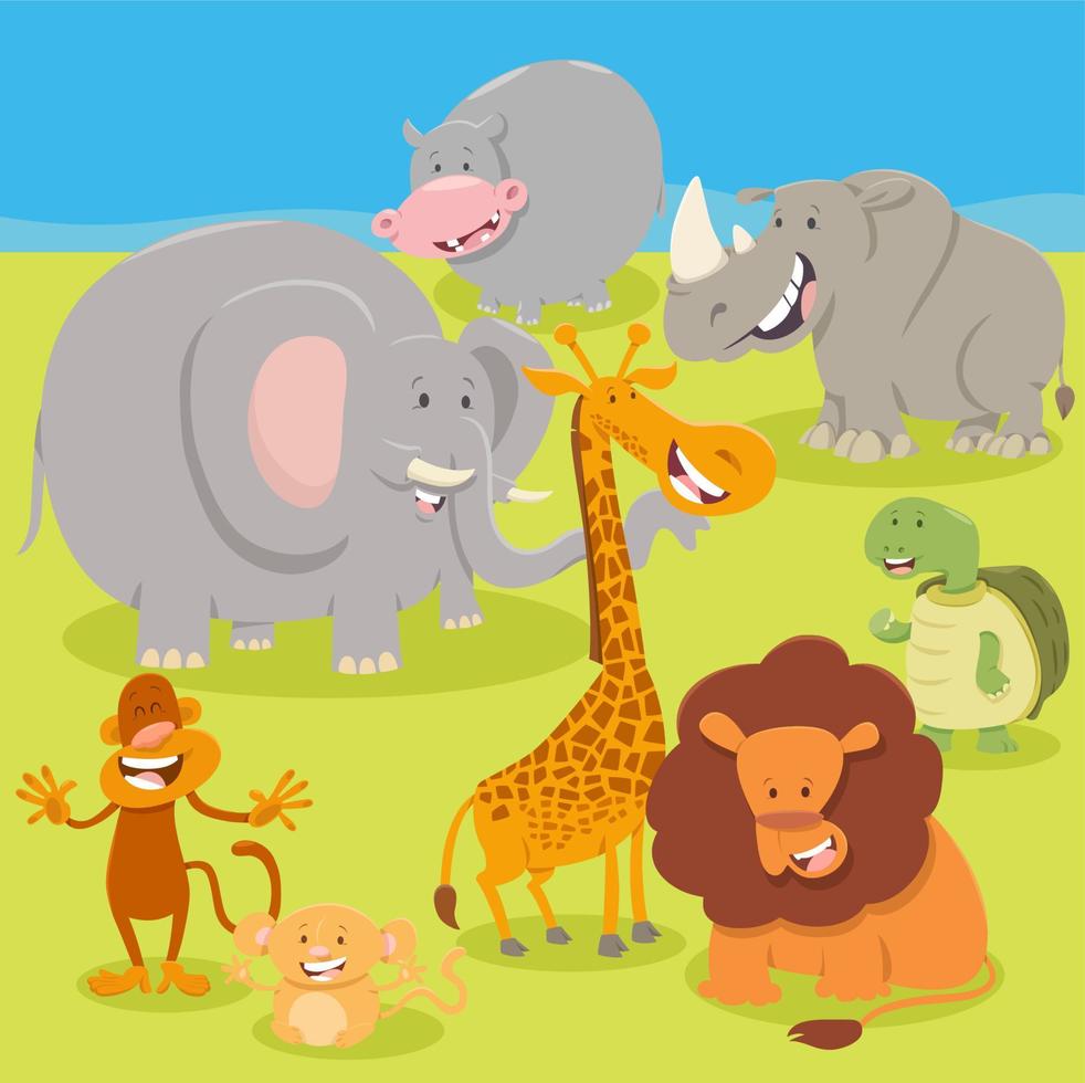 cartoon wilde safari-tierfigurengruppe vektor