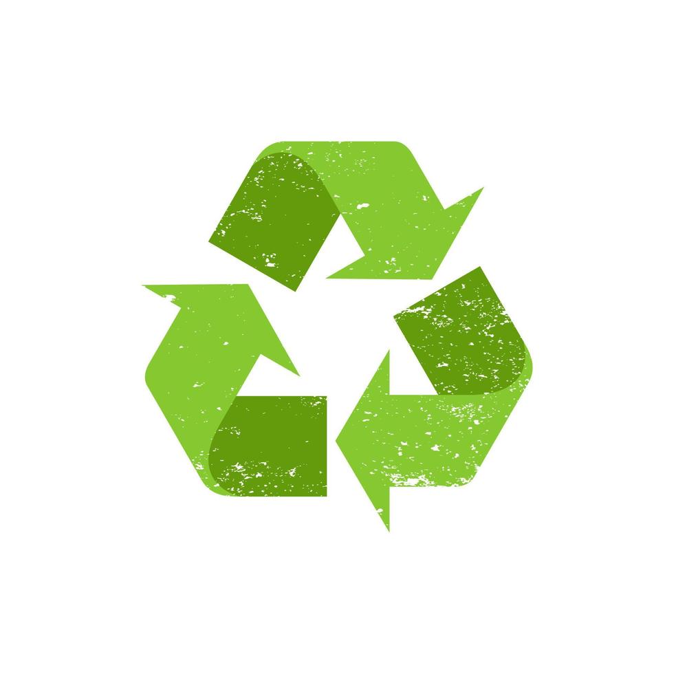 recyceln Sie den grünen Grunge-Stempel. Recycling-Vintage-Gummiabzeichen-Vorlage isoliertes Vektorsymbol vektor
