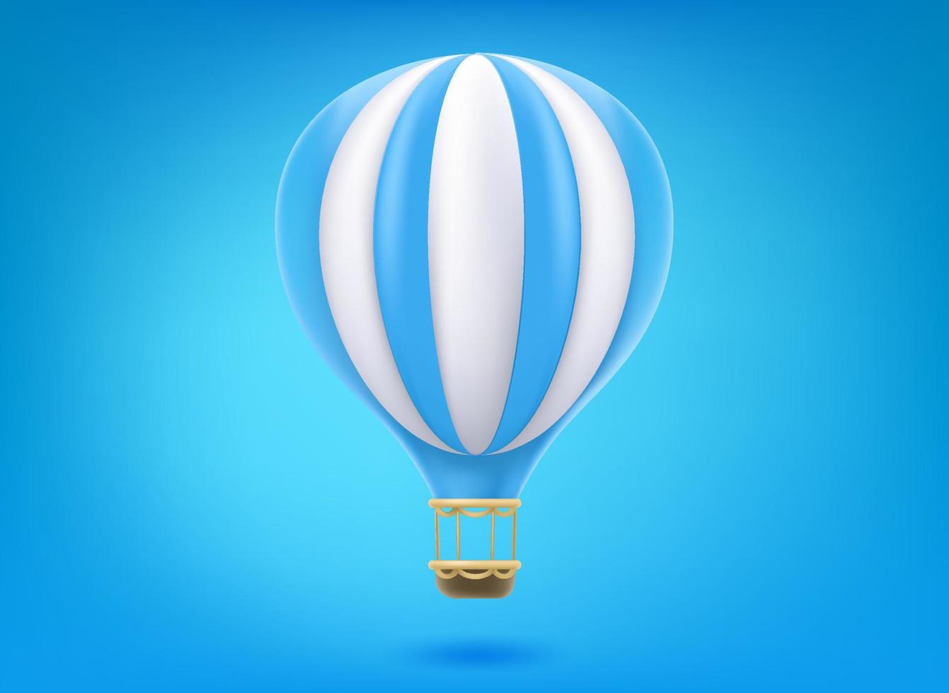 blaues und weißes Heißluftballon-Symbol auf blauem Hintergrund. 3D-Vektor-Illustration vektor