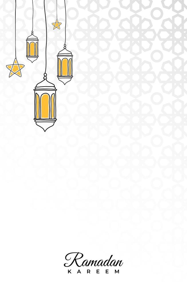 Ramadan-Grußkarte oder Bannerhintergrund. handgezeichnete laternen, mond und sterne. ramadan kareem handgezeichneter dekorationshintergrund. Vektordesign für muslimischen Ramadan-Urlaub vektor