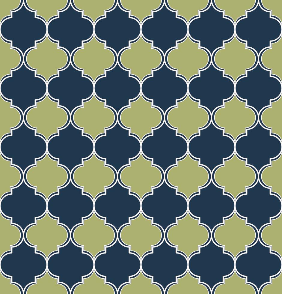 marockansk spaljé eller geometrisk quatrefoil sömlösa mönster blå grön färg bakgrund. använd för tyg, textil, omslag, inredningselement, omslag. vektor