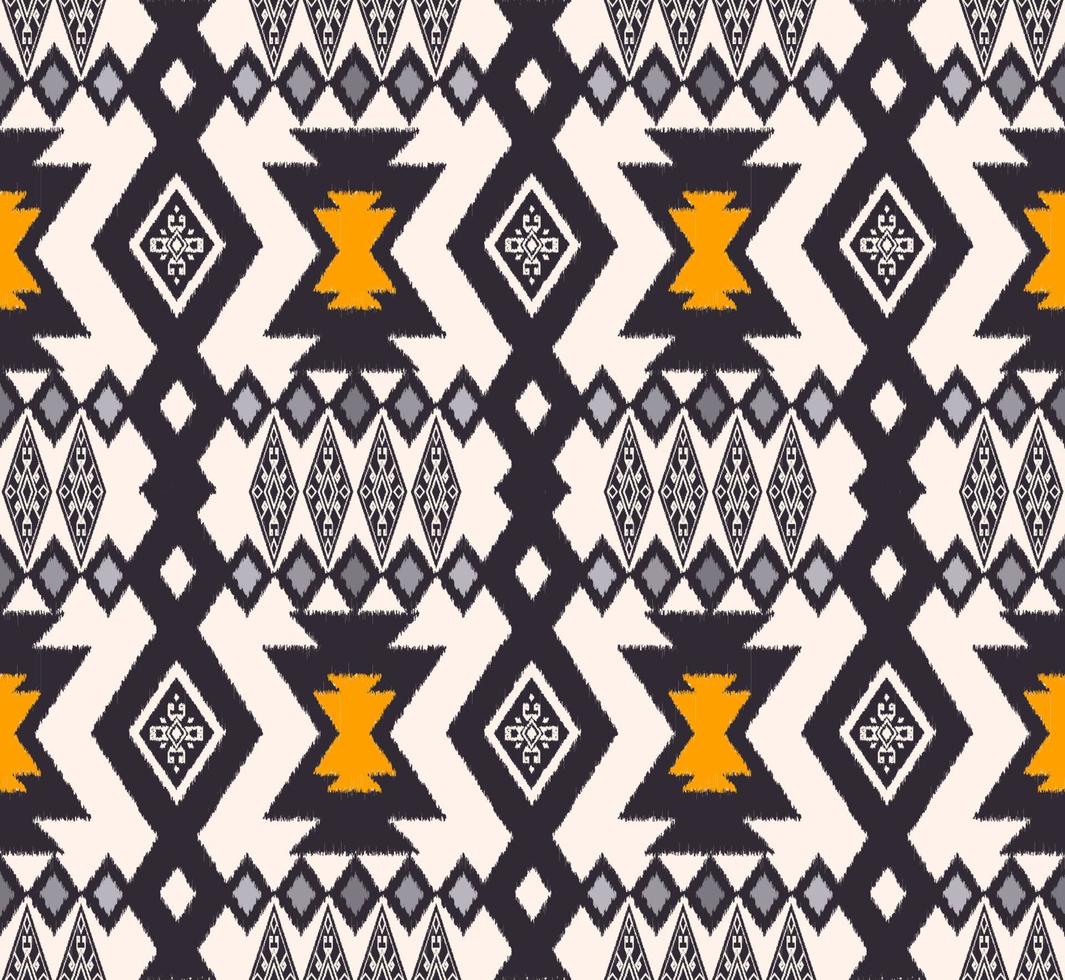 ikat native aztekische stammesraute geometrische form nahtloser hintergrund. ethnisches gelb-blaues graues Farbmusterdesign. Verwendung für Stoffe, Textilien, Innendekorationselemente, Polster, Verpackungen. vektor