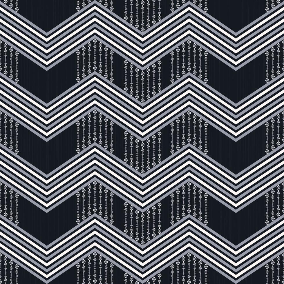 etnisk ikat liten geometrisk rhombus linje chevron eller sicksack form sömlösa mönster blå färg textur bakgrund. använd för tyg, textil, inredningselement, klädsel, omslag. vektor