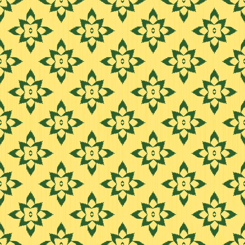 ikat geometrisk blomma form rutnät sömlösa mönster skimrande sommar färg textur bakgrund. använd för tyg, textil, omslag, inredningselement, omslag. vektor