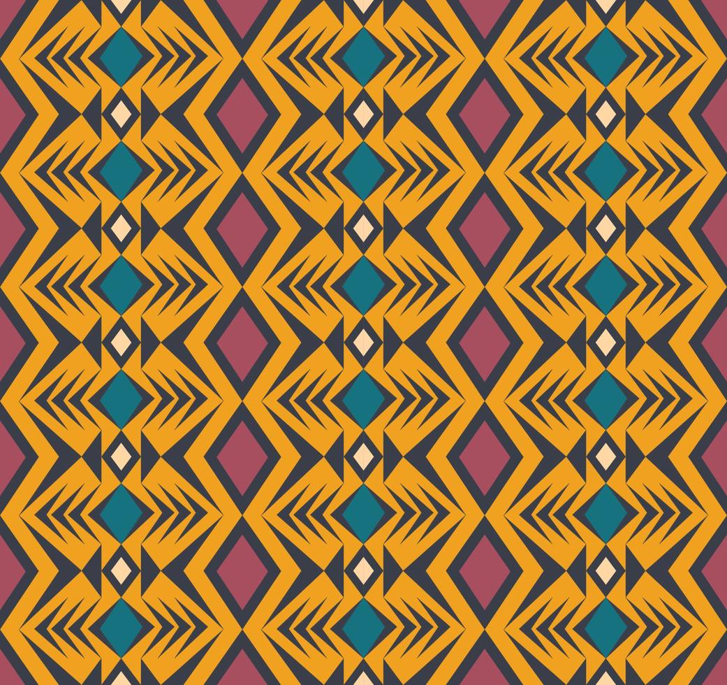 Retro-Farbe geometrischer ethnischer Stammes-Rautenquadrat, Dreieck, Chevron-Form nahtloser Musterhintergrund. Verwendung für Stoffe, Textilien, Innendekorationselemente, Polster, Verpackungen. vektor