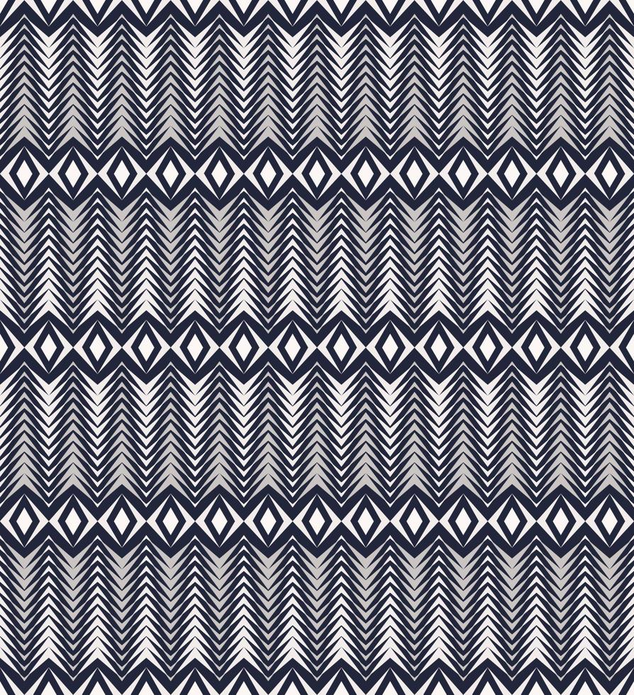 etnisk tribal vit romb kvadrat, triangel geometrisk i fiskbensform sömlösa mönster blå färg bakgrund. använd för tyg, textil, inredningselement, klädsel, omslag. vektor
