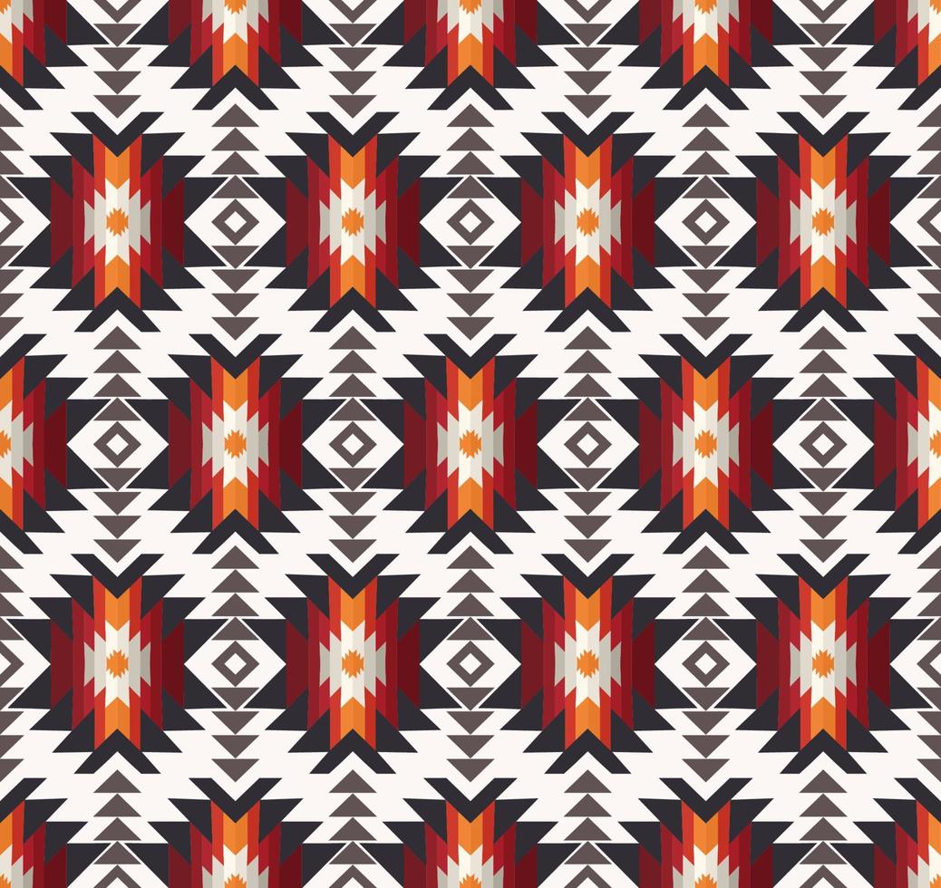 nahtloser hintergrund der geometrischen form des gebürtigen azteken und des dreiecks. ethnisches Stammes- modernes rotbraunes Musterfarbdesign. Verwendung für Stoffe, Textilien, Innendekorationselemente, Polster, Verpackungen. vektor