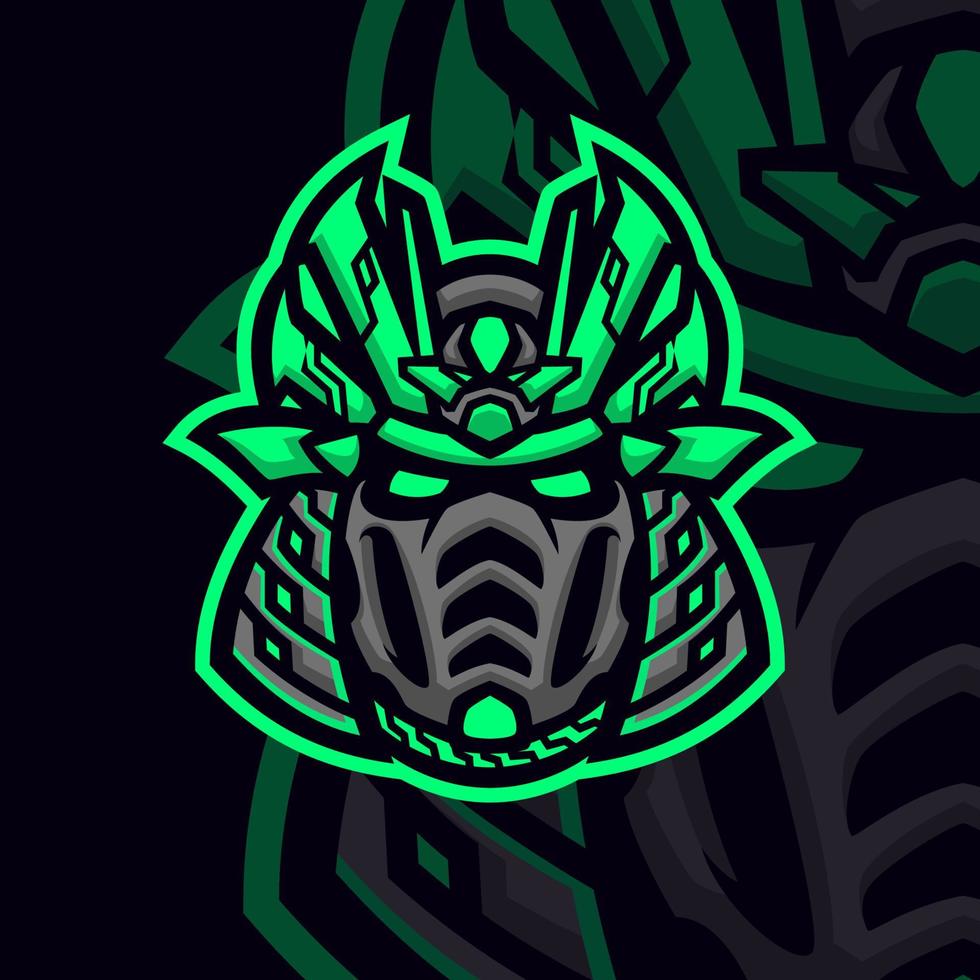 Samurai-eSport-Gaming-Maskottchen-Logo-Vorlage vektor