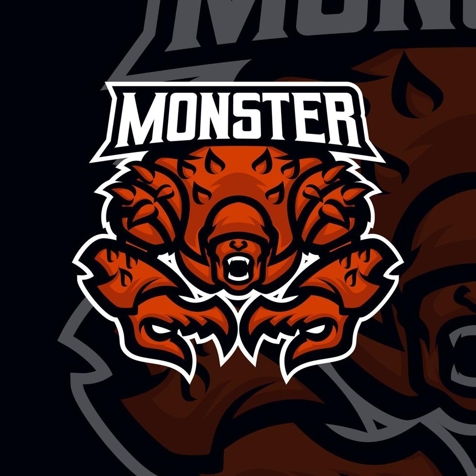 Monster-Esport-Gaming-Maskottchen-Logo-Vorlage vektor