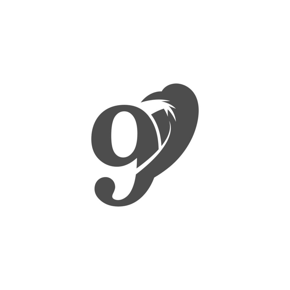 nummer 9 och kråkkombination ikon logotypdesign vektor