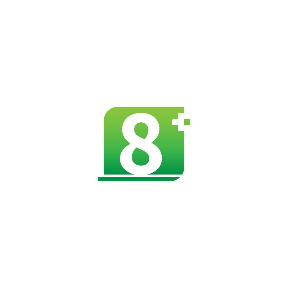 nummer 8 logotyp ikon med medicinsk kors design vektor