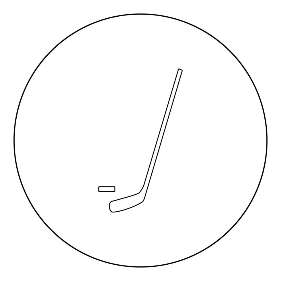 hockeyklubbor och puckikonen svart färg i cirkel vektor