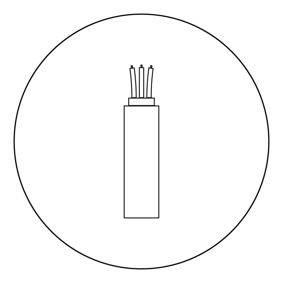 Elektrokabel Symbol Farbe schwarz im Kreis vektor