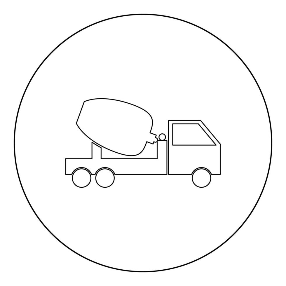 Betonmischer-LKW-Symbol schwarze Farbe im Kreis vektor