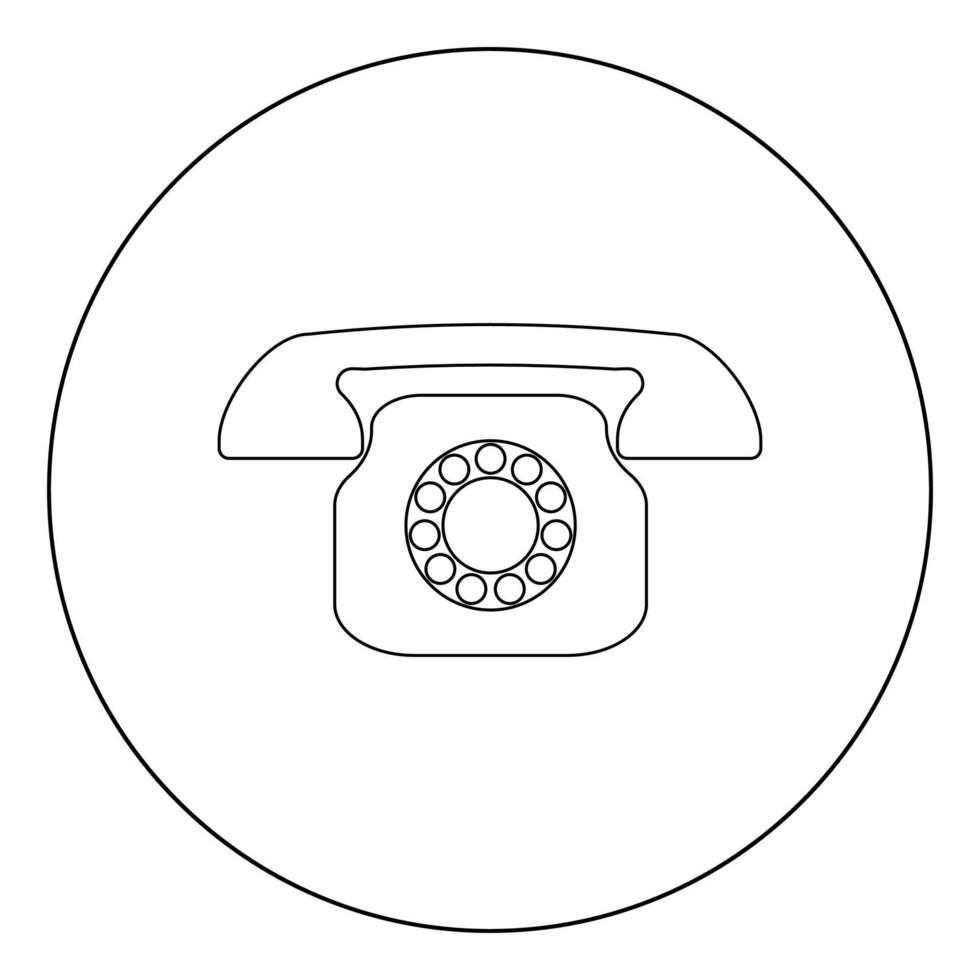 Retro-Telefonsymbol schwarze Farbe im Kreis vektor