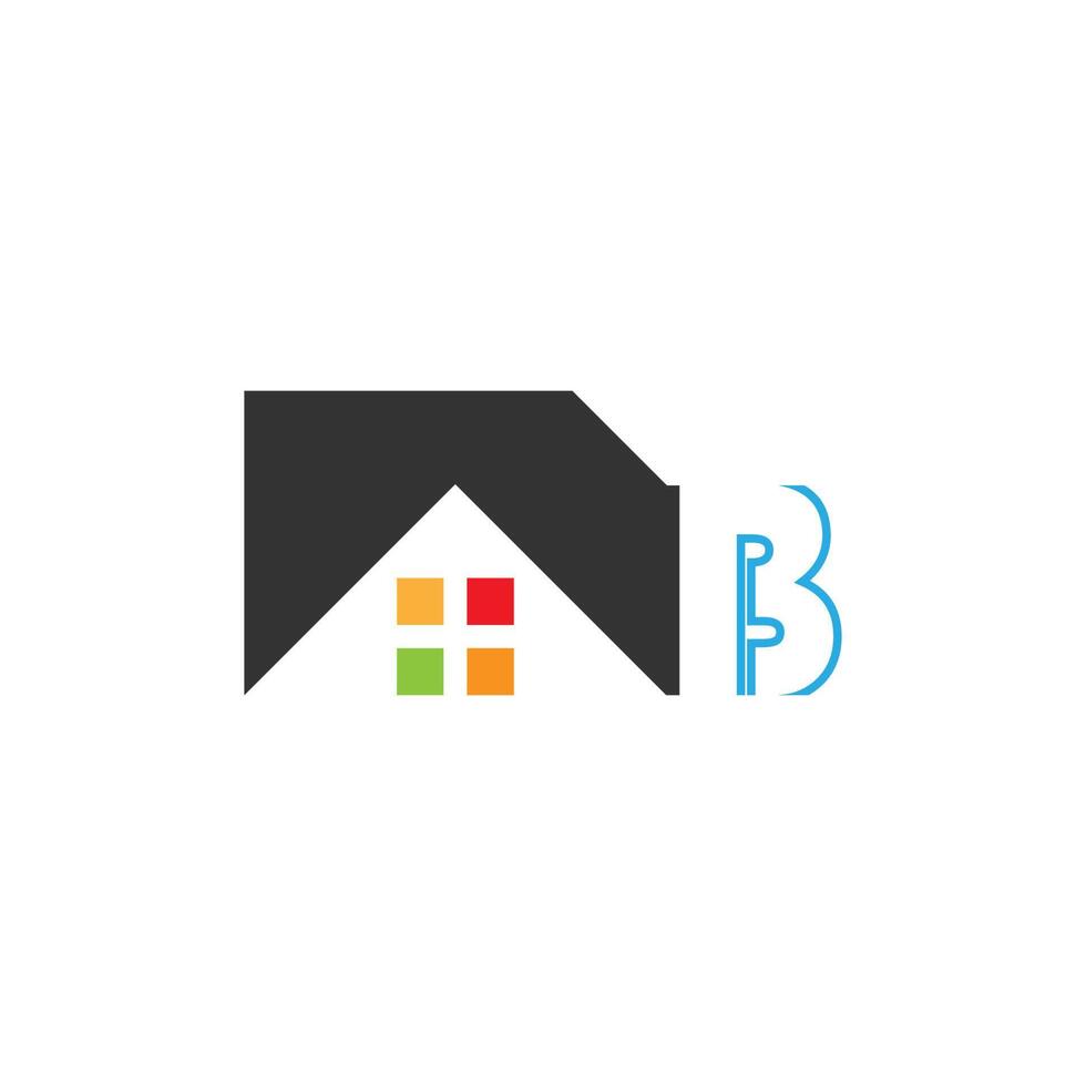 bokstaven b logotyp ikon för hus, fastighetsvektor vektor
