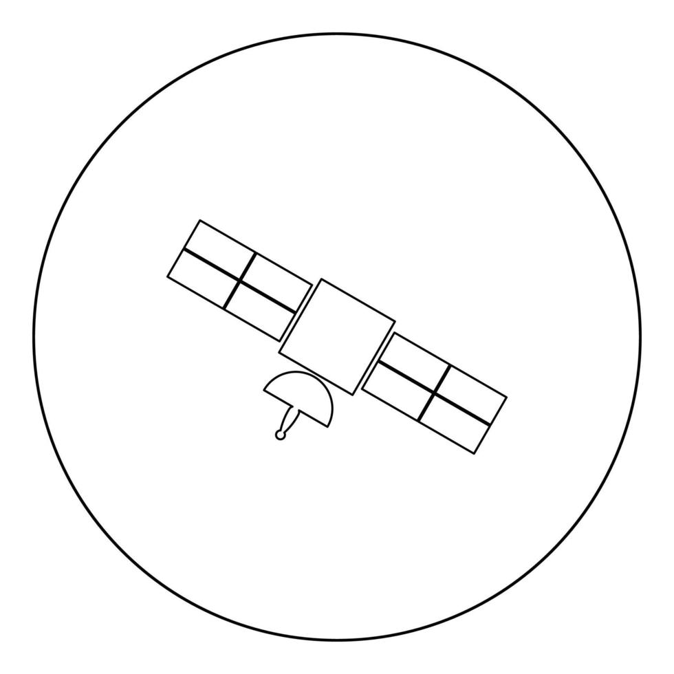 satellitikon svart färg i cirkel vektor