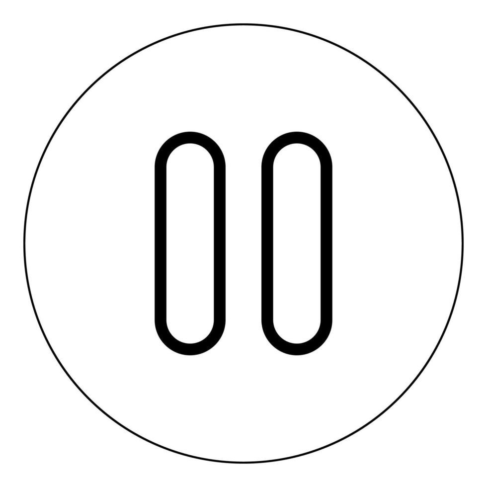 Pause-Symbol schwarze Farbe im Kreis vektor