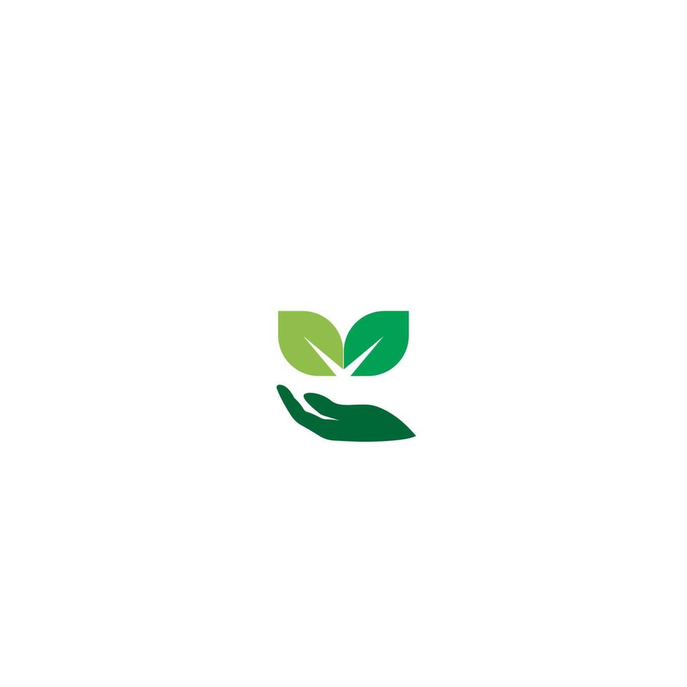 hand gröna blad logotyp ikon vektor