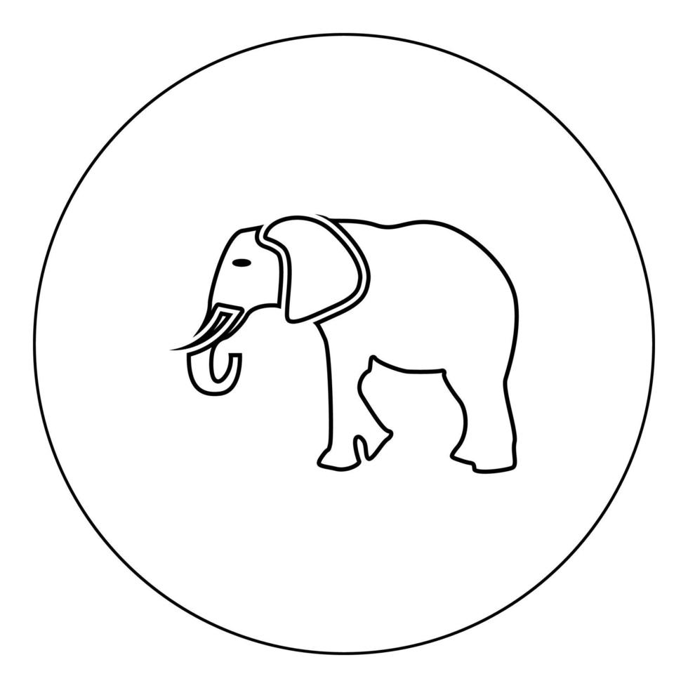 Elefant-Symbol schwarze Farbe im Kreis Vektor-Illustration isoliert vektor