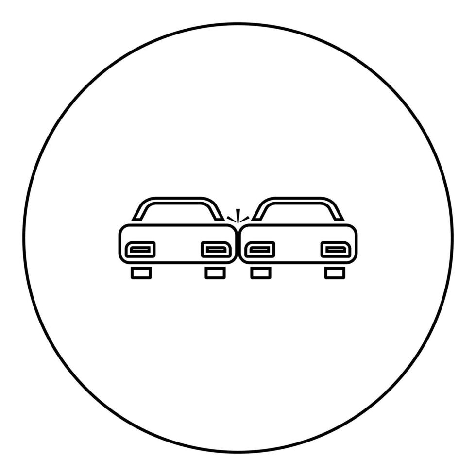 Abgestürzte Autos Symbol schwarze Farbe im Kreis vektor