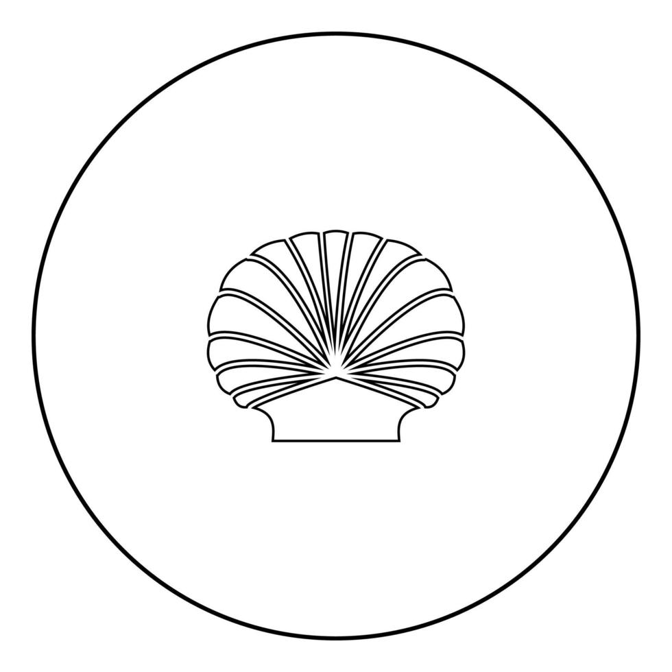 Muschel schwarzes Symbol im Kreisumriss vektor
